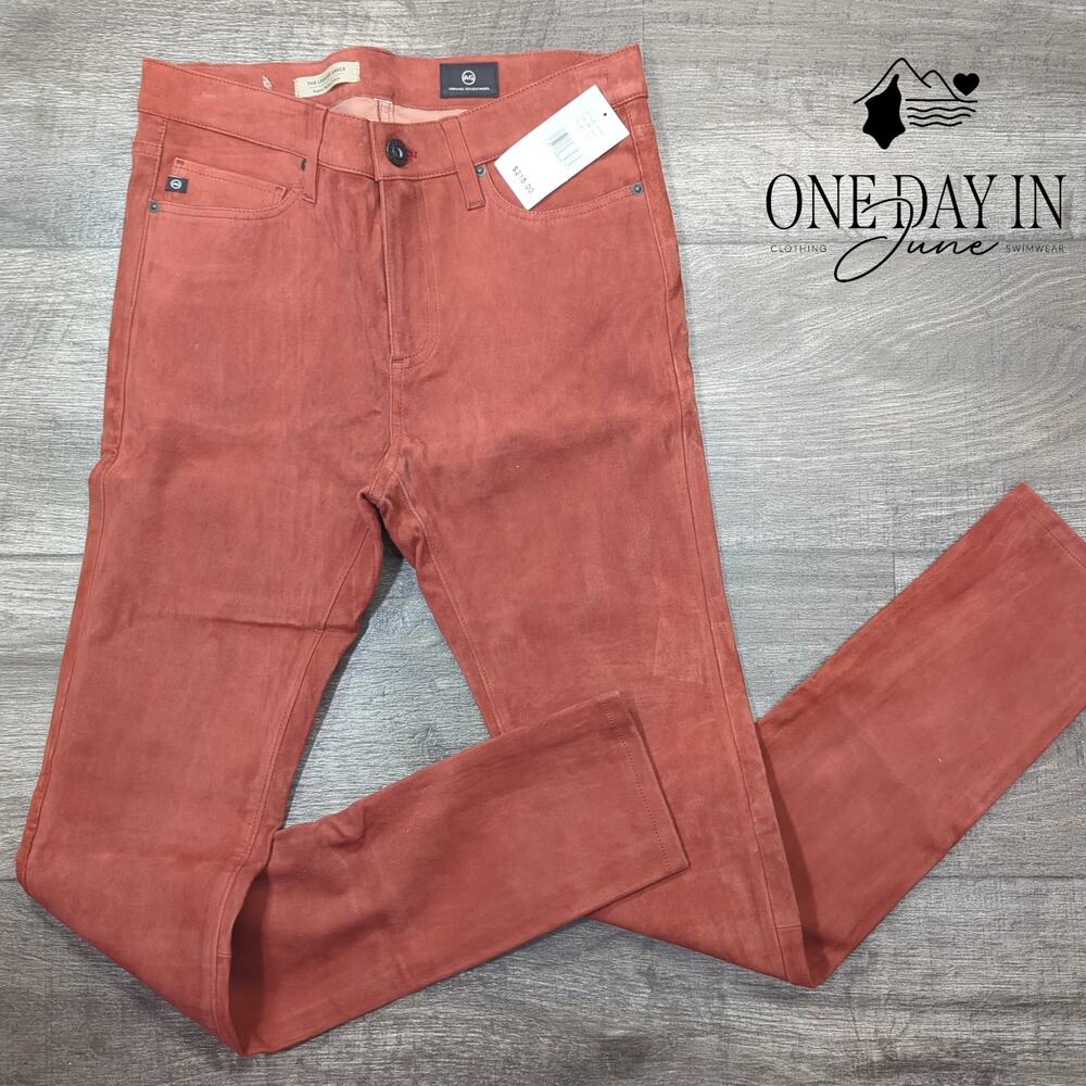 AG Adriano Goldschmied The Legging Ankle Faux Suede Skinny Jeans NWT $215 Size 4